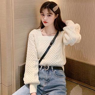 Square-neck Long-sleeve Sweater