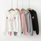 Cat-ear Embroidered Hooded Sweater