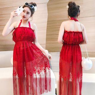 Set: Strapless Lace Dress + Bikini