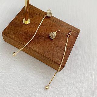 Heart Ear Jacket 1 Pair - Gold - One Size