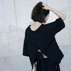 Slit Back Elbow-sleeve T-shirt