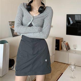 Crop Camisole Top / Midi A-line Skirt / Lightweight Cardigan