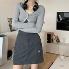 Crop Camisole Top / Midi A-line Skirt / Lightweight Cardigan