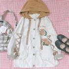 Bear Embroidered Hooded Button Jacket