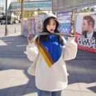 Color-block Faux-shearling Anorak Pullover Ivory - One Size