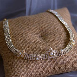 Bridal Rhinestone Star Necklace Gold - One Size