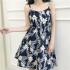 Flower Print Spaghetti Strap A-line Dress
