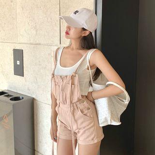 Plain Cropped Tank Top / Slim-fit Jumper Shorts