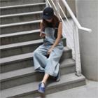Contrast-strap Denim Jumpsuit