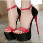 Patent Peep Toe Ankle Strap Platforms