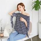 Off-shoulder 3/4-sleeve Floral Top