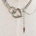Asymmetric Alloy Heart Pendant Necklace Silver - One Size