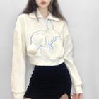 Half-zip Rabbit Embroidery Sweatshirt
