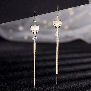 Fox Cat Eye Stone Fringed Earring