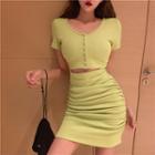 Cutout Short-sleeve Mini Dress