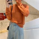 Asymmetric Long-sleeve Knit Top Orange - One Size
