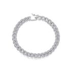 Fashion Temperament Geometric Ring Thin Bracelet With Cubic Zirconia 17cm Silver - One Size