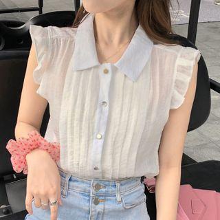 Sleeveless Buttoned Chiffon Blouse