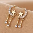 Rhinestone Moon Earring Qr151 - 1 Pair - Gold - One Size