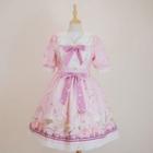 Short-sleeve Print Lolita Midi A-line Dress