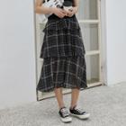 Midi Tiered Skirt Check - One Size