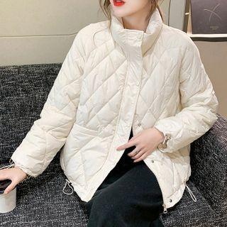 Stand Collar Quilted Zip-up Jacket