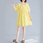 Dotted Square-neck Short-sleeve Medium Maxi Dress
