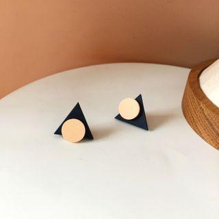 Geometric Alloy Earring 1 Pair - Light Yellow & Black - One Size