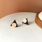 Geometric Alloy Earring 1 Pair - Light Yellow & Black - One Size