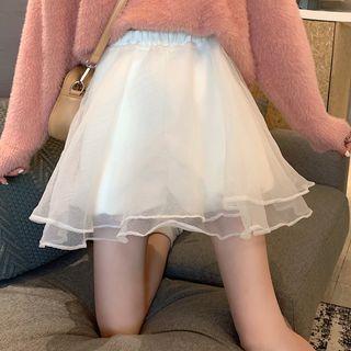 Mesh High-waist A-line Miniskirt