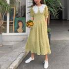 Elbow-sleeve Midi A-line Dress As Shown In Figure - One Size