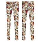 Floral Print Elastic Skinny Pants