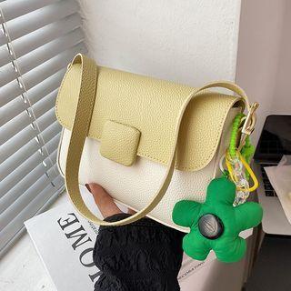 Two-tone Flap Crossbody Bag / Bag Charm / Set