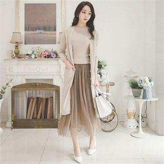 Slit-hem Long Cardigan