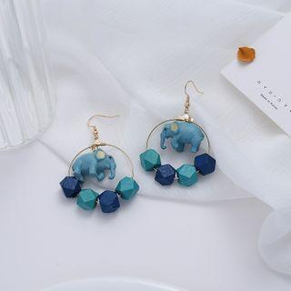 Elephant Resin Hoop Dangle Earring