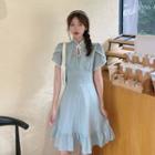 Short-sleeve Frill Trim A-line Qipao Dress