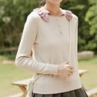 Ruffled Collared Polo Knit Top