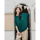 Buttoned-neckline Oversized T-shirt