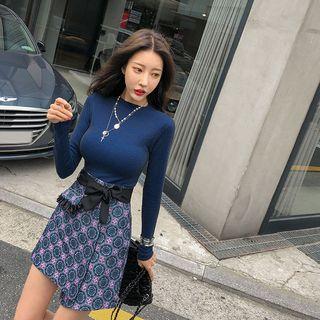 Jacquard Mini Wrap Skirt & Sash