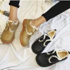 Furry Trim Lace Up Shoes
