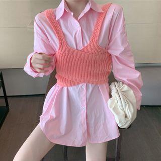 Et: Shirt + Shirred Cropped Camisole Top