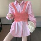 Et: Shirt + Shirred Cropped Camisole Top