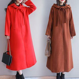 Hooded Midi Single-breasted Coat
