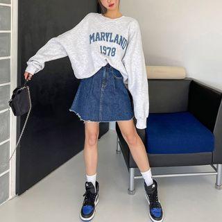 Pintuck A-line Denim Miniskirt
