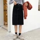 Contrast Stitch H-line Skirt