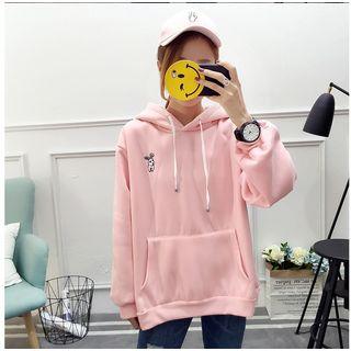 Ear Accent Embroidered Hoodie