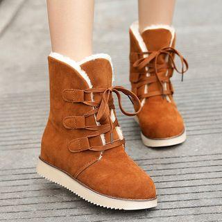 Lace Up Furry Trim Snow Boots