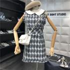 Sleeveless Plaid Tweed A-line Dress