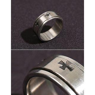 Cross-detail Metallic Ring Silver - One Size