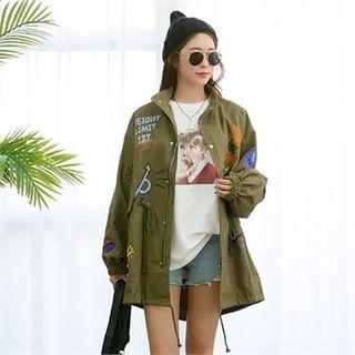 Lettering Embroidered Parka